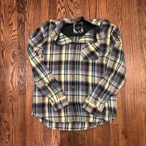 Prana Men’s Plaid Yellow Teal Grey Long Sleeve